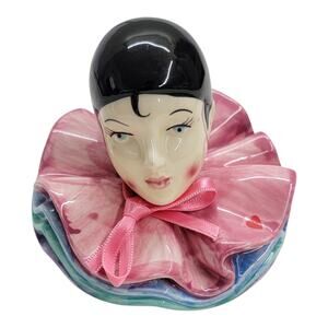 Vtg 1989 San Francisco Music Box Co Pierrot Clown Head Ruffled Collar Bust